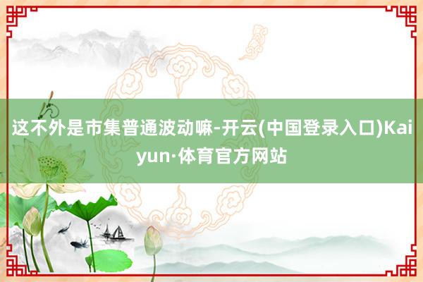 这不外是市集普通波动嘛-开云(中国登录入口)Kaiyun·体育官方网站