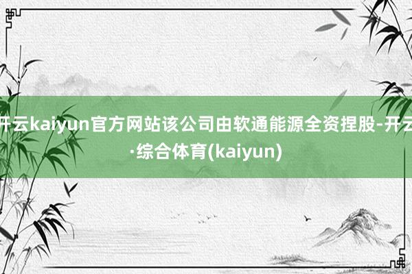 开云kaiyun官方网站该公司由软通能源全资捏股-开云·综合体育(kaiyun)