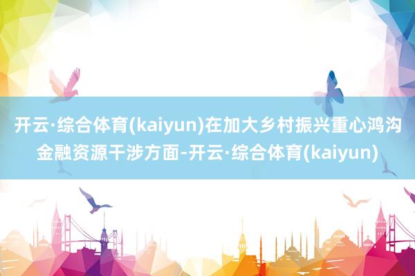 开云·综合体育(kaiyun)在加大乡村振兴重心鸿沟金融资源干涉方面-开云·综合体育(kaiyun)